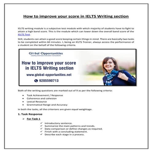 How to improve your score in IELTS Writing section