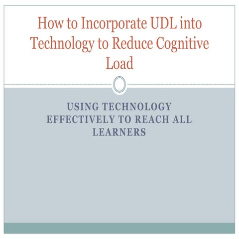 How to incorporate udl into technology to reduce cognitive load