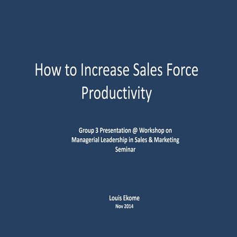 How to increase sales force productivity