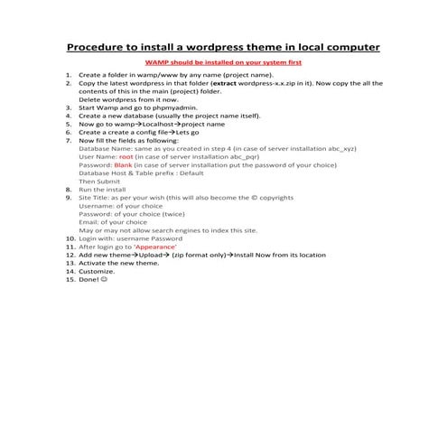 How to install a wordpress theme in local computer