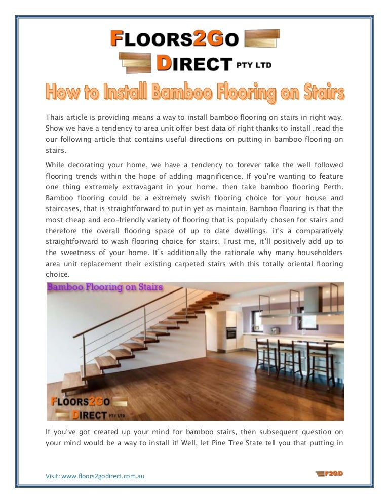 How To Install Bamboo Flooring On Stairs