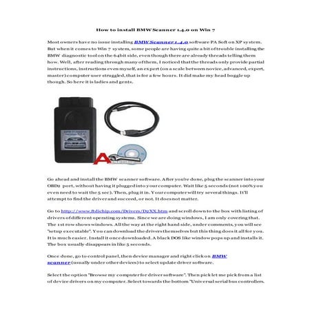 How to install bmw scanner 1.4.0 on win 7 | DOCX