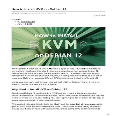 How to Install KVM (Kernel-based Virtual Machine) on Debian 12