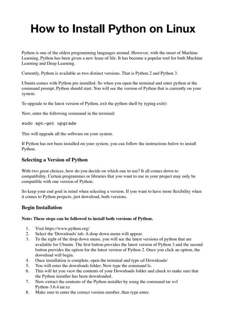 How to Install Python on Linux | PDF