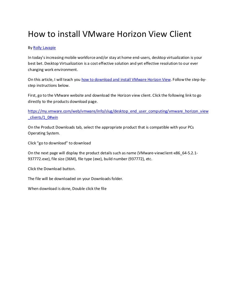 How to use vmware horizon client - kerrobot