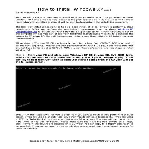 How to install windows xp