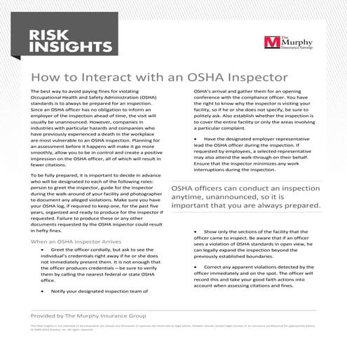 How to interact with an OSHA Inspector