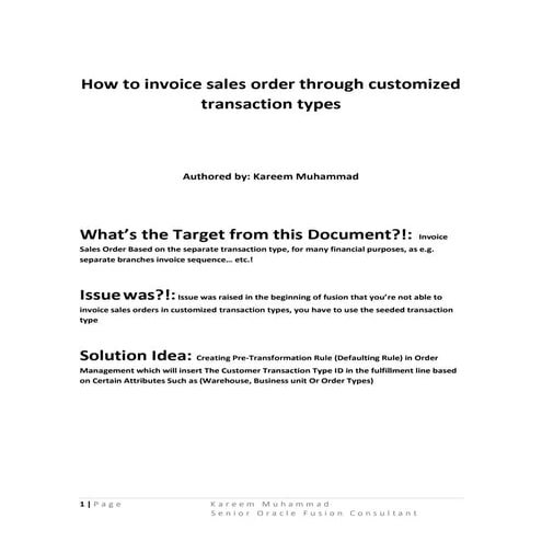 At a Glance - Fusion Order Management Invoicing Solution