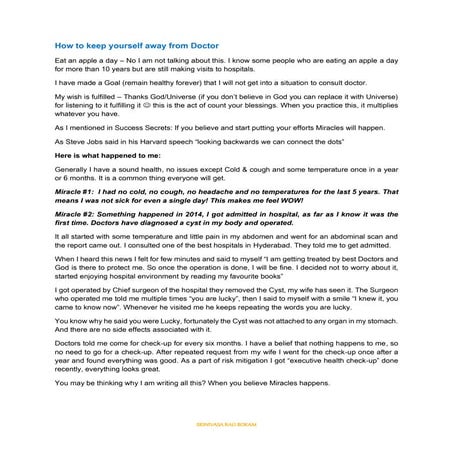 How to keep yourself away from doctor