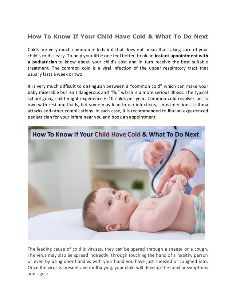 How To Know If Your Child Have Cold