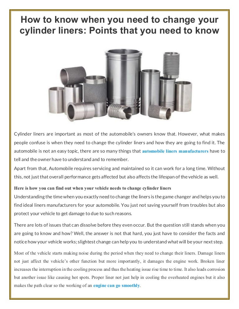 How to know when you need to change your cylinder liners points that