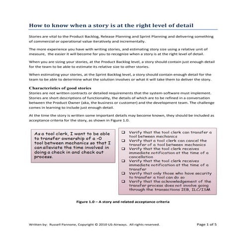 How To Know Your Stories Are At The Right Level Of Detail