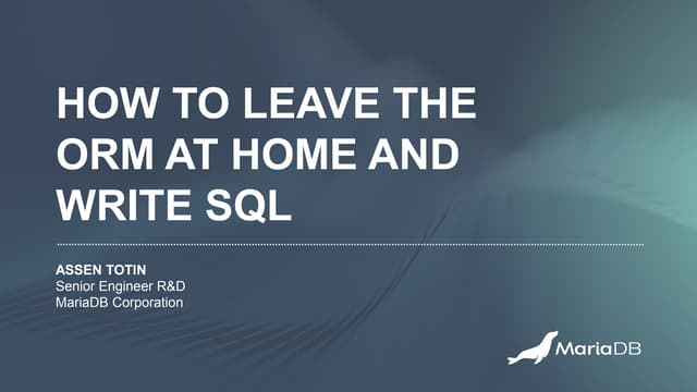 How to leave the ORM at home and write SQL