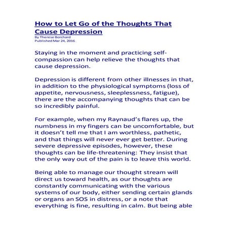 How to let go of the thoughts that cause depression