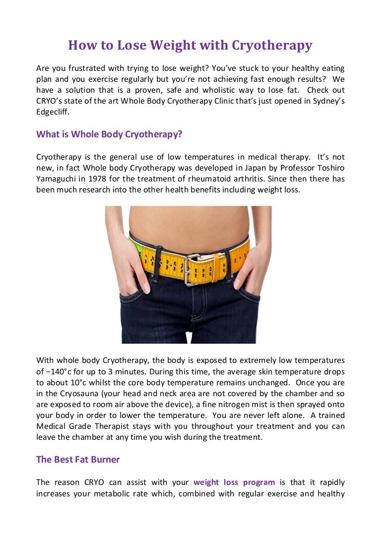 How To Lose Weight With Cryotherapy