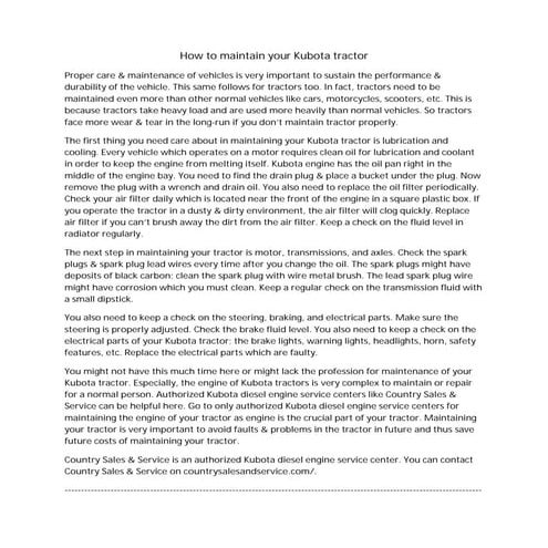 How To Maintain Your Kubota Tractor?