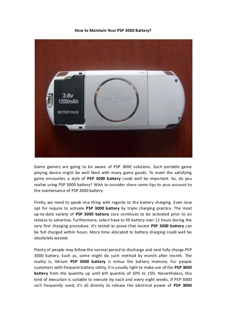 How to Maintain Your PSP 3000 Battery
