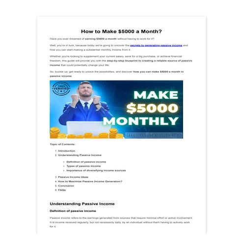 5 Passive Income Ideas to Make $10,000/Month in 2024 | PDF