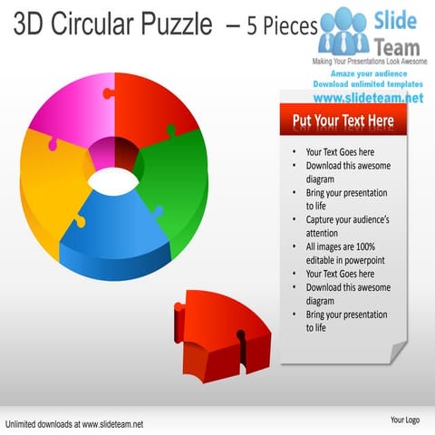 How to make 5 piece business process  circular puzzle presentation templates ...