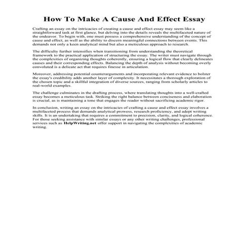 How To Make A Cause And Effect Essay. 40 Cause and Effect Essay Topics for St...