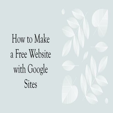 How to Make a Free Website with Google Sites | PDF