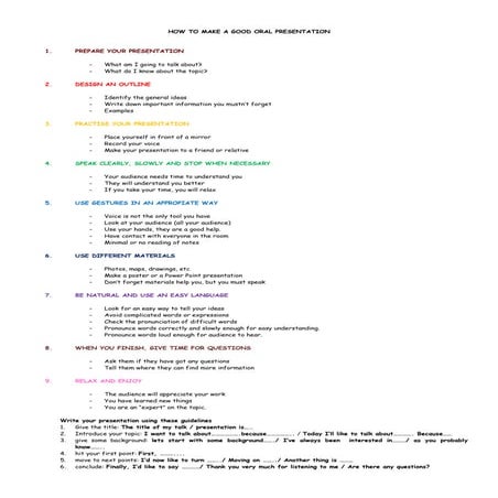 How to make a good oral presentation