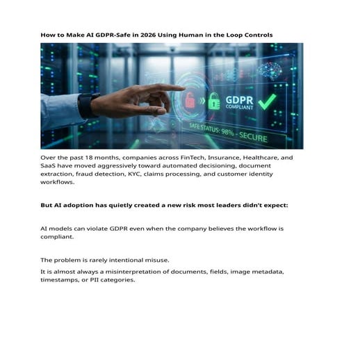 How to Make AI GDPR-Safe in 2026 Using Human in the Loop Controls