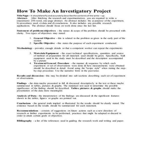 How to make an investigatory project