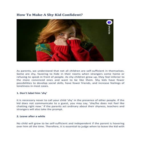 How to make a shy kid confident