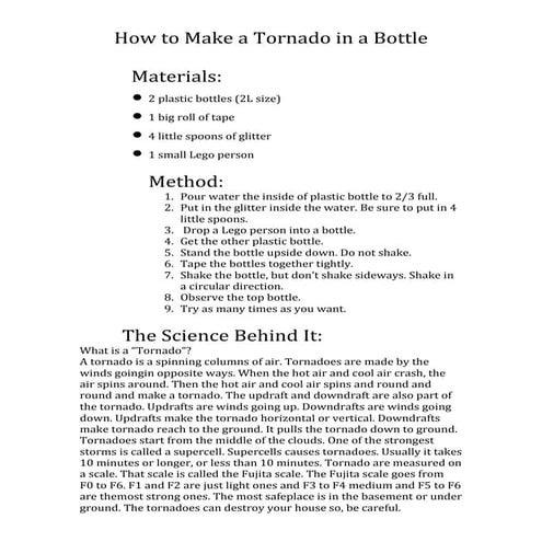 How to make a tornado in a bottle | DOCX