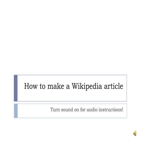How to make a wikipedia article