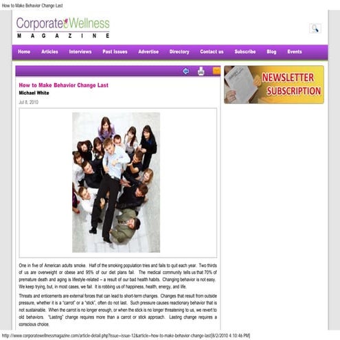 How To Make Behavior Change Last