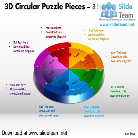 How to make create 3 d doughnut chart circular puzzle with hole in center pie...