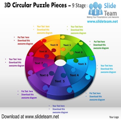 How to make create 3 d doughnut chart circular puzzle with hole in center pie...