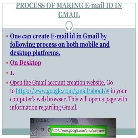 Simple process of making E-mail ID in Gmail Presentation