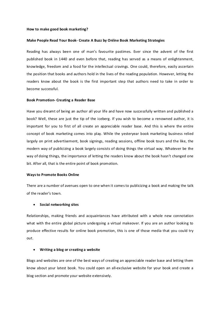 How to make good book marketing