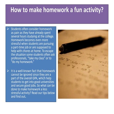 How to make homework a fun activity? 
