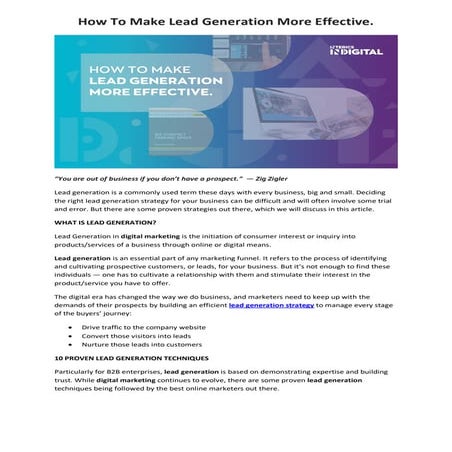 How to make lead generation more effective.