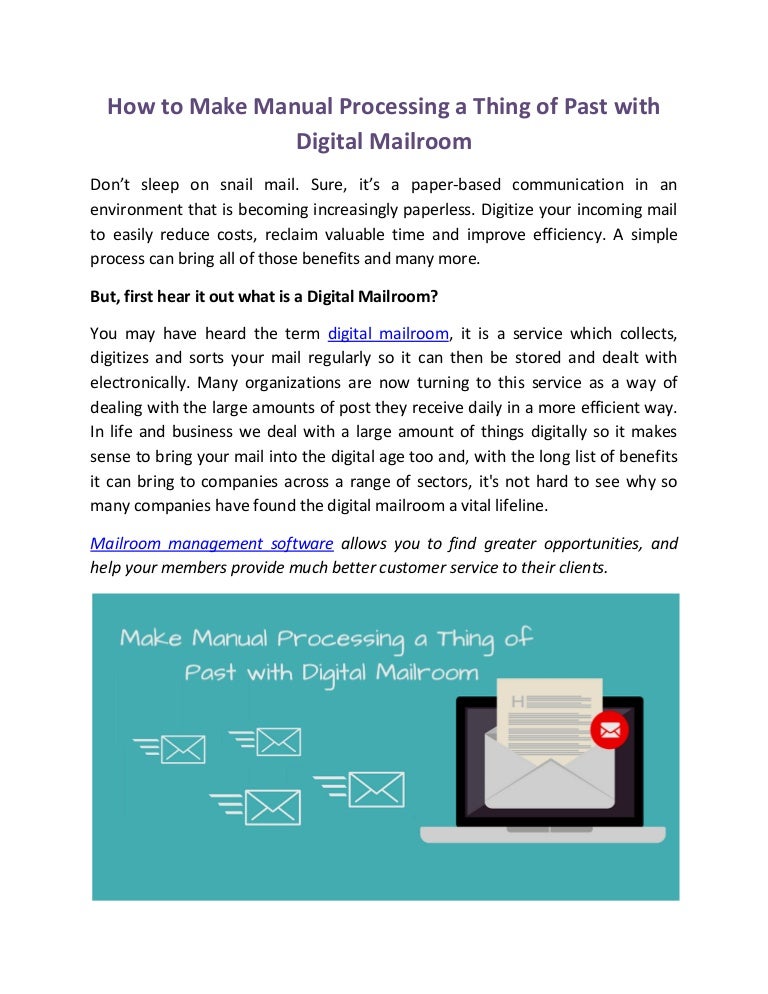How to make manual processing a thing of past with digital mailroom