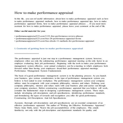 How to make performance appraisal