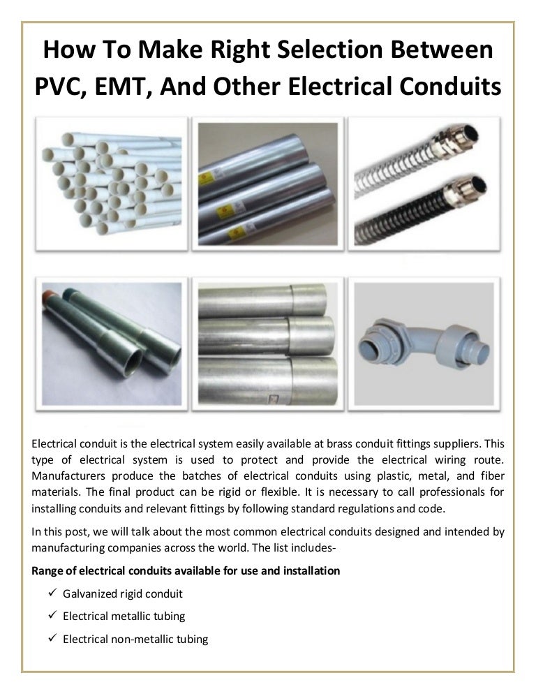 How to make right selection between pvc, emt, and other electrical co…