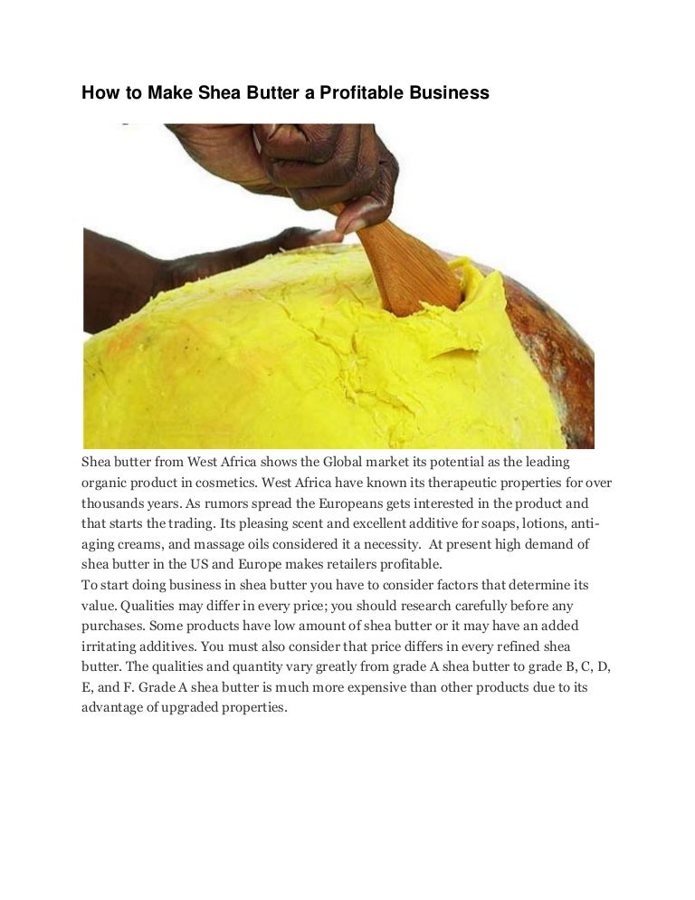 How to make shea butter a profitable business