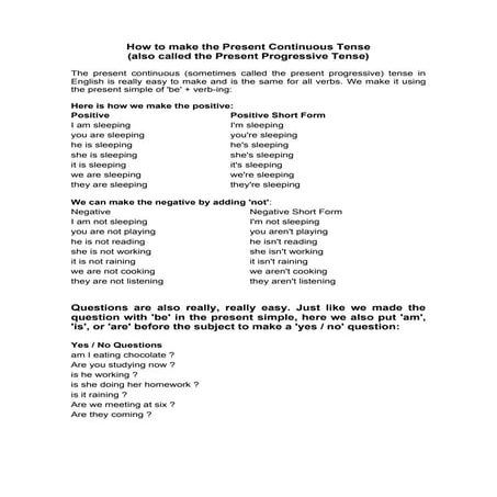 How to make the present continuous tense convertido | PDF