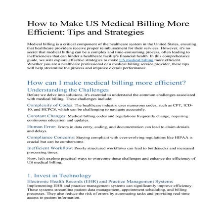 How to Make US Medical Billing More Efficient Tips and Strategies