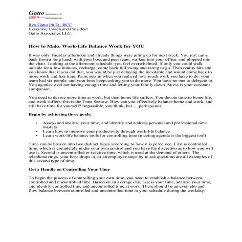 How to make work life balance work for you