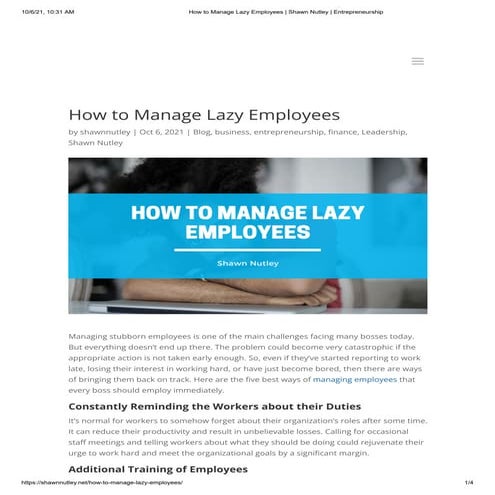 How To Manage Lazy Employees