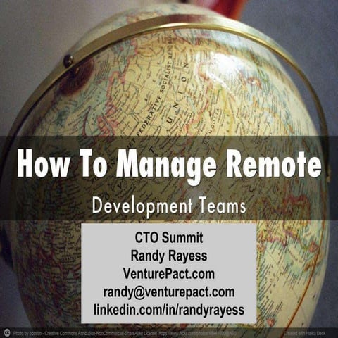 CTO Summit - How to manage remote teams by VenturePact