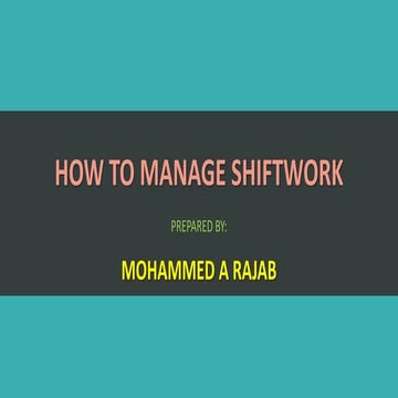 How to manage shiftwork