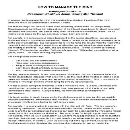 How to manage the mind