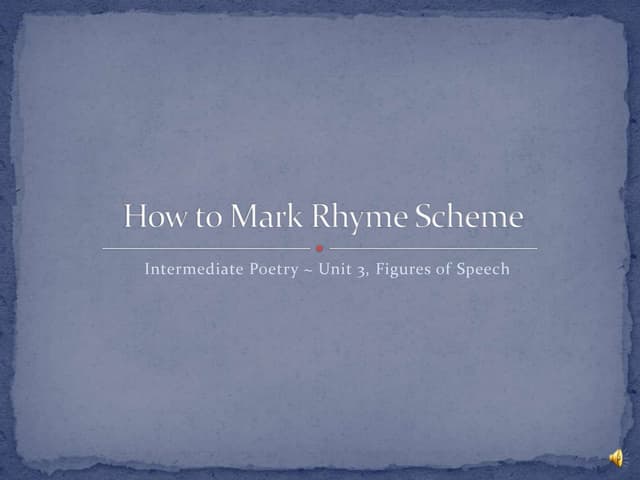 How To Mark The Rhyme Scheme